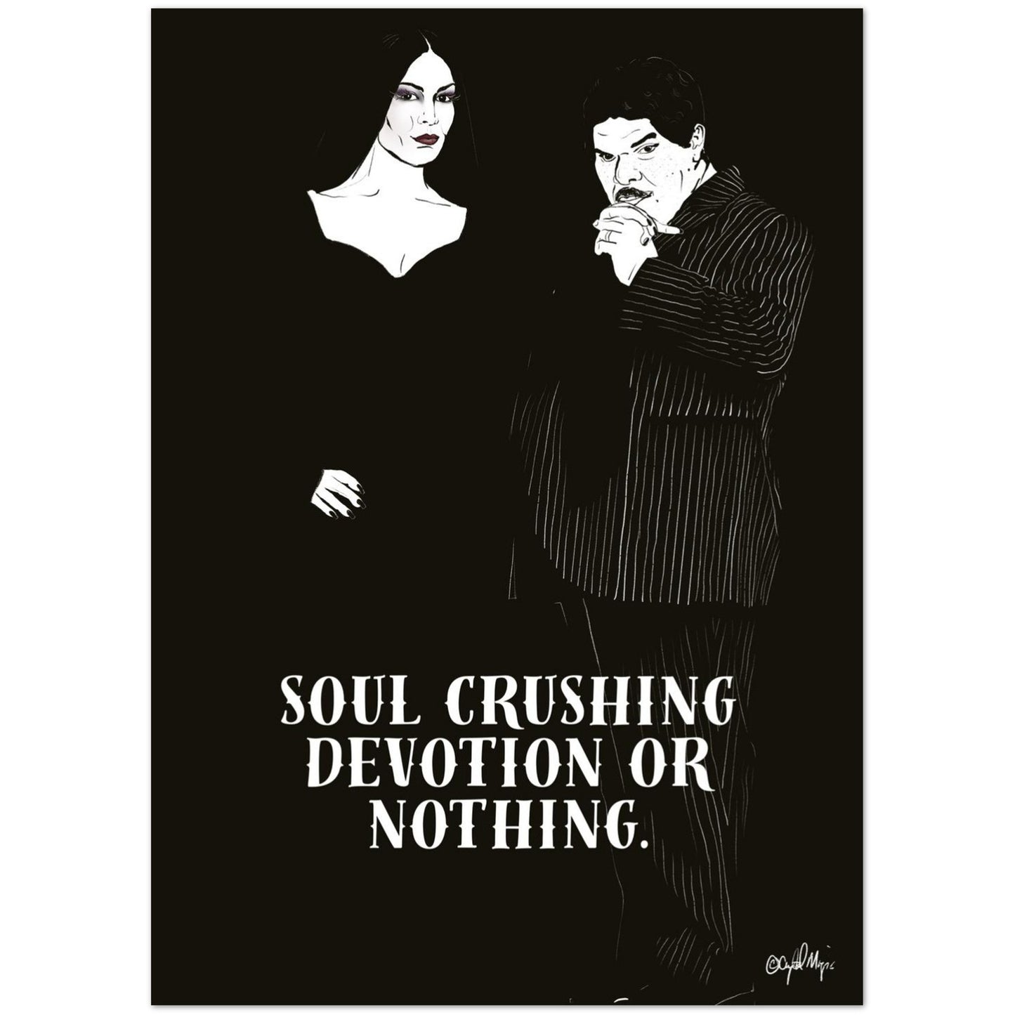 Morticia and Gomez Addams black and white greeting card