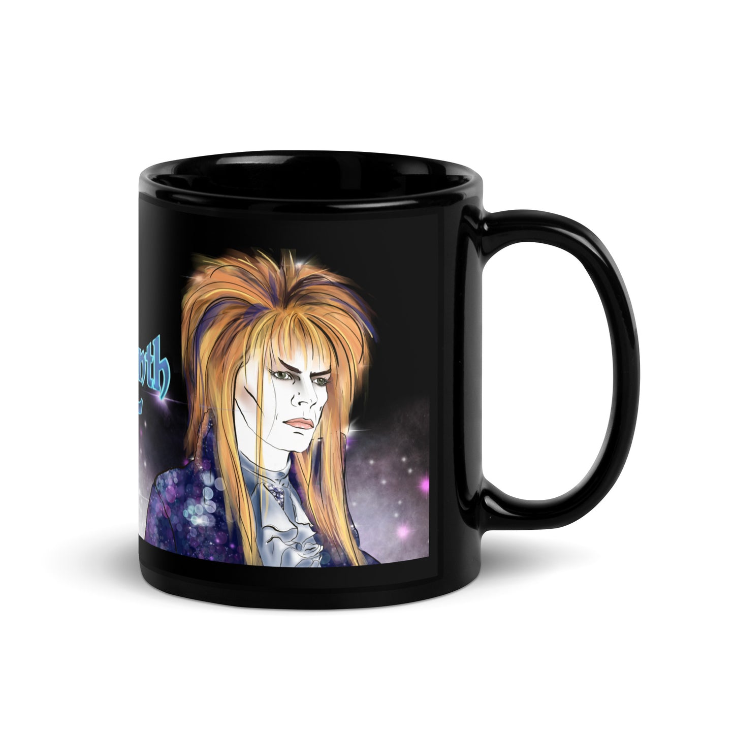 Labyrinth logo mug with glam sparkle artwork