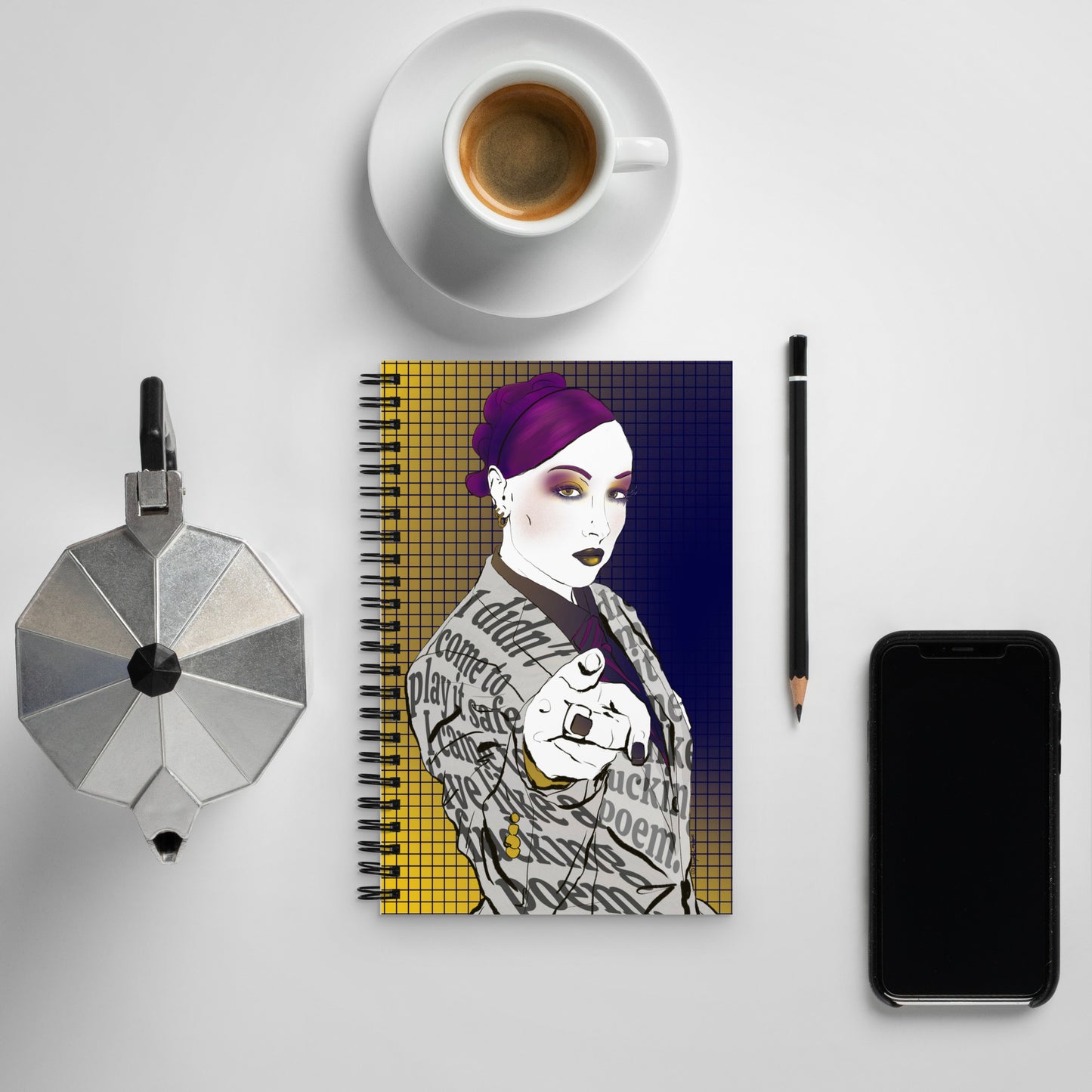 Purple‑haired Chappell Roan pop‑art journal