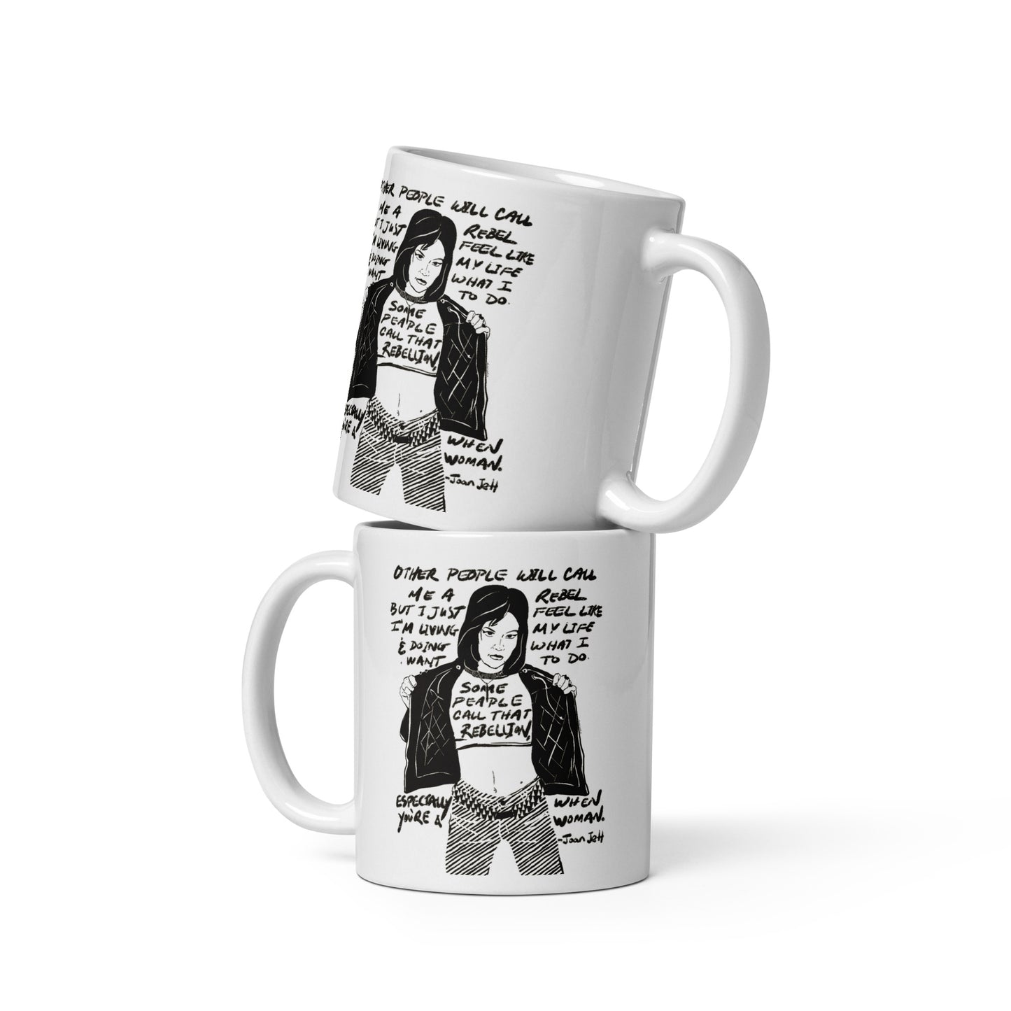 Joan Jett quote mug black and white