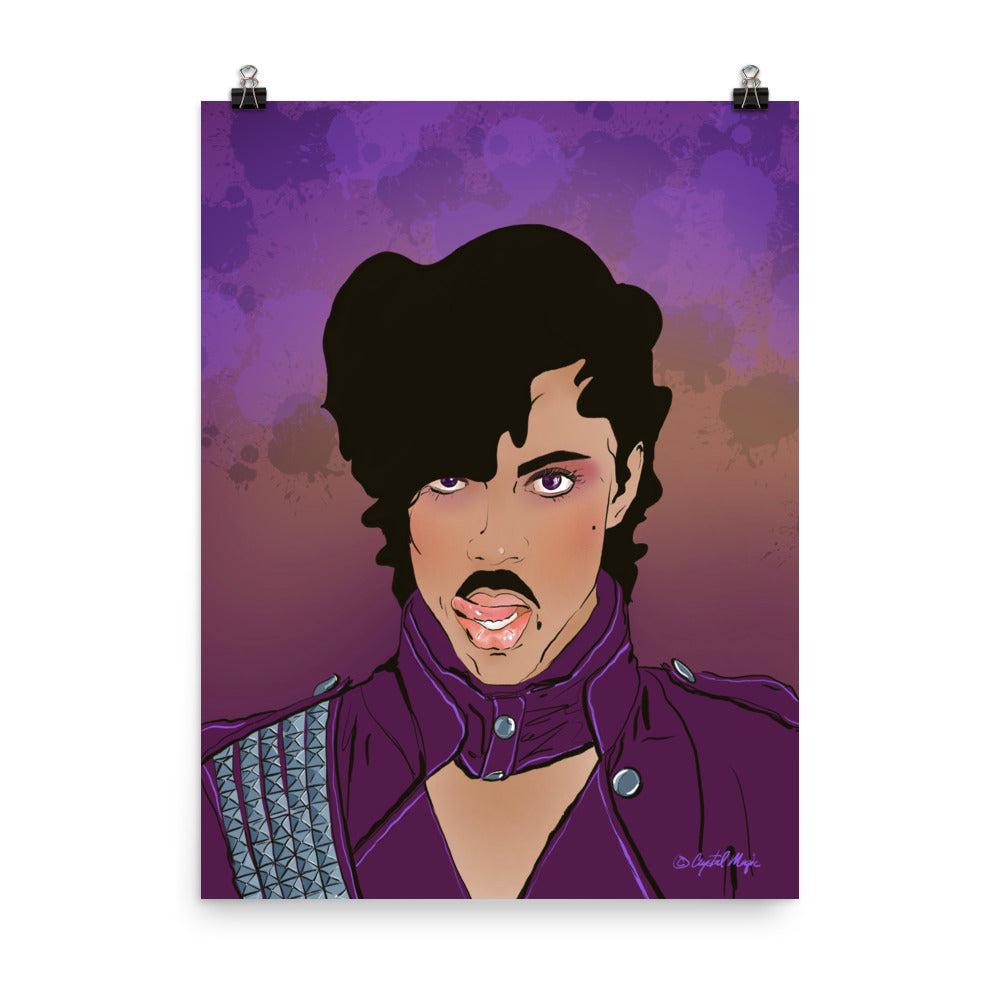 Pop‑art Prince portrait in purple tones