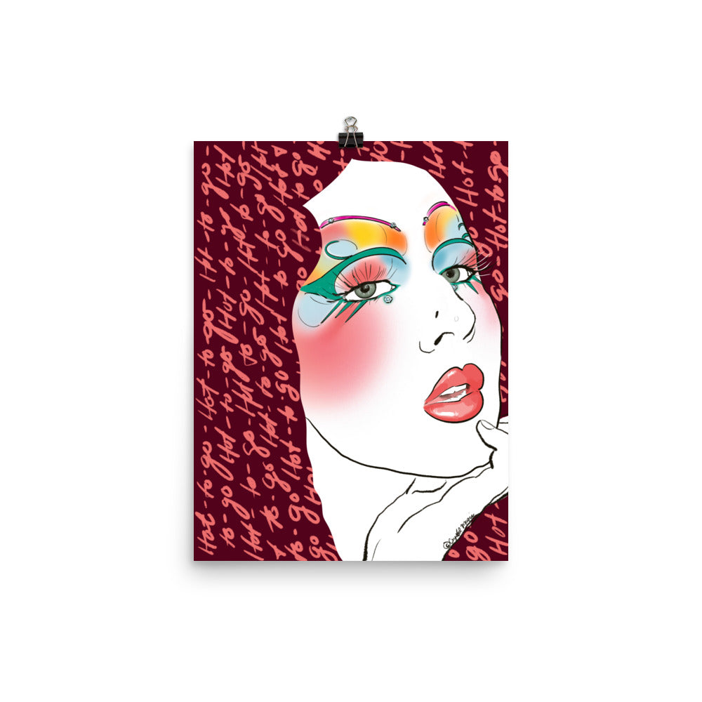 Chappell Roan pop‑art portrait with bold makeup