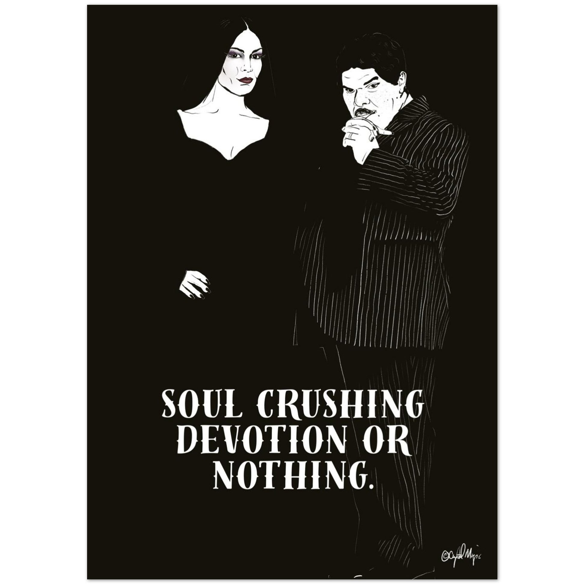 Morticia and Gomez Addams black and white greeting card