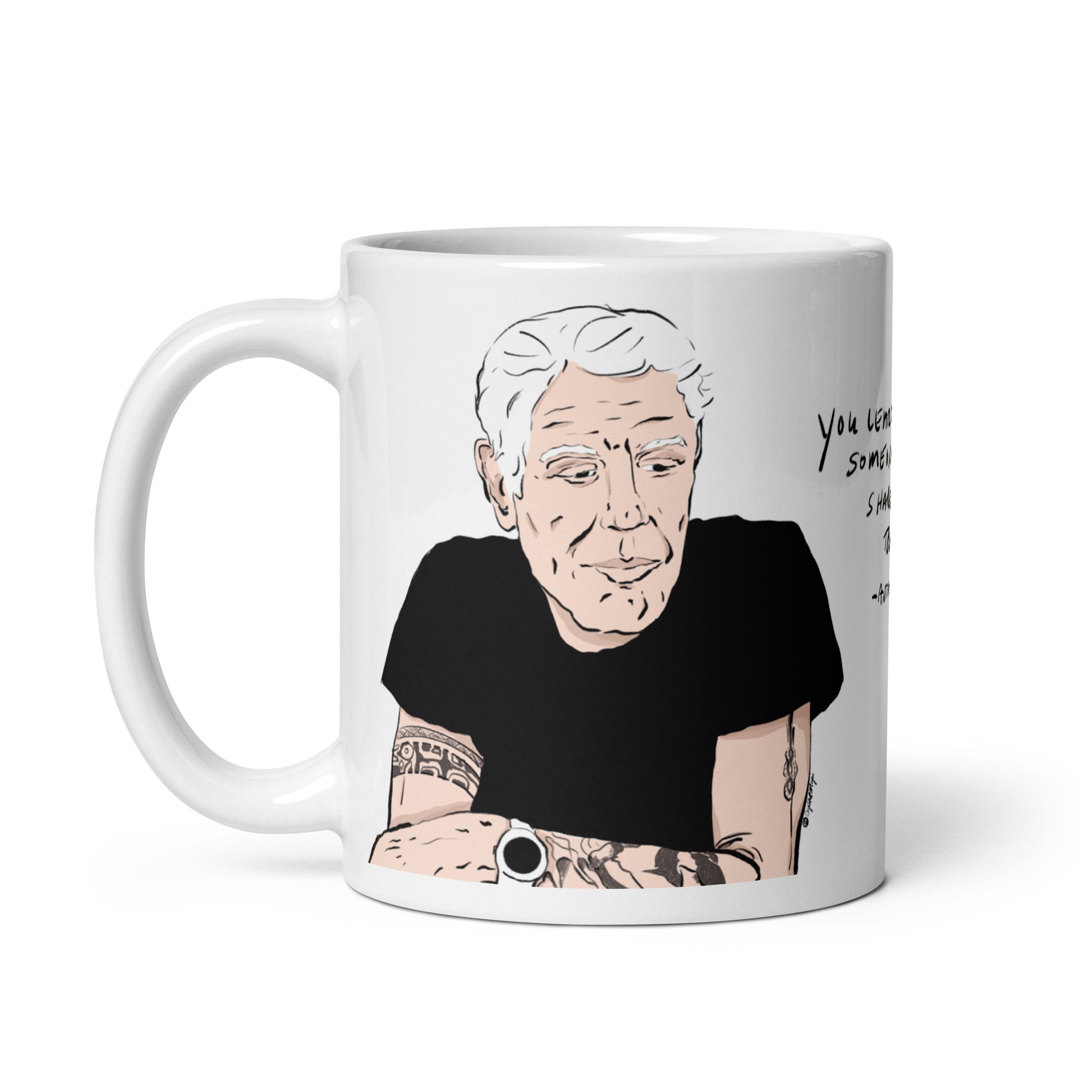Pop‑art Anthony Bourdain ceramic mug
