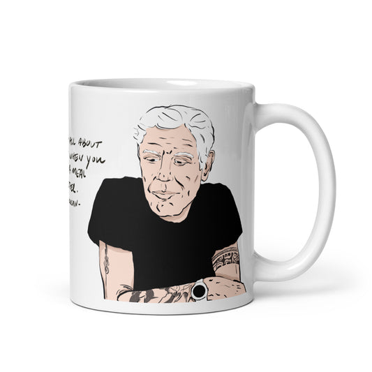 “Share a meal together” quote mug
