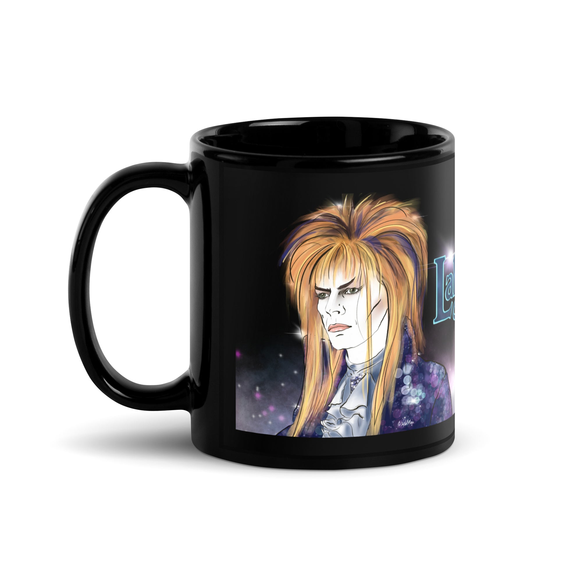 Jareth Goblin King fantasy mug in black ceramic
