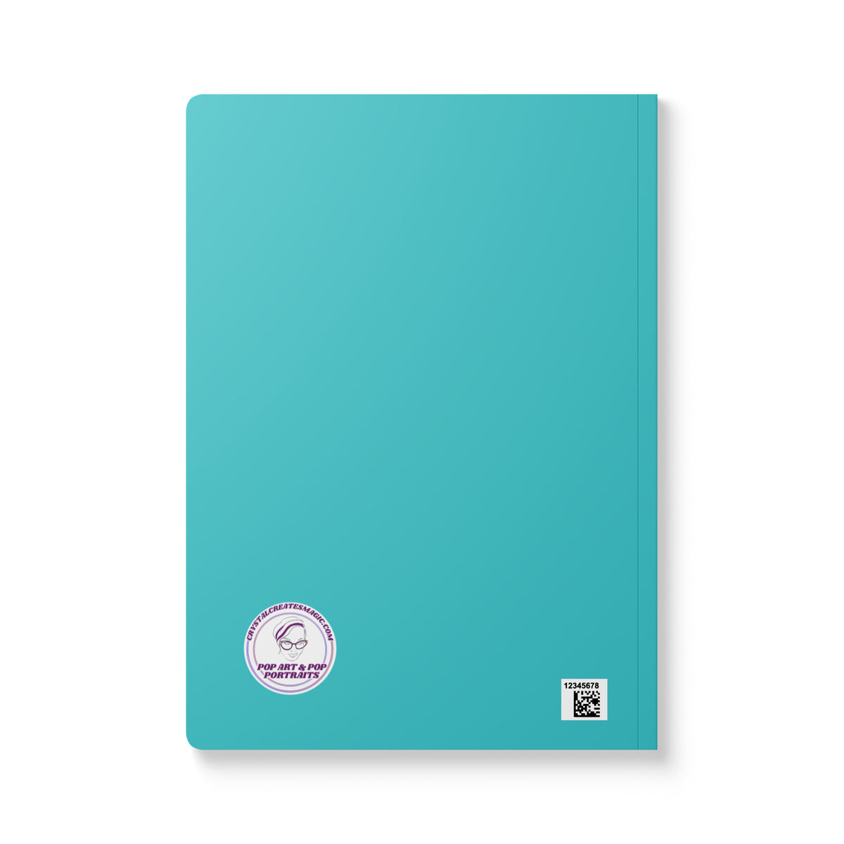 Bowie-inspired pop art softcover journal with dramatic glam portrait against a vivid teal blue background