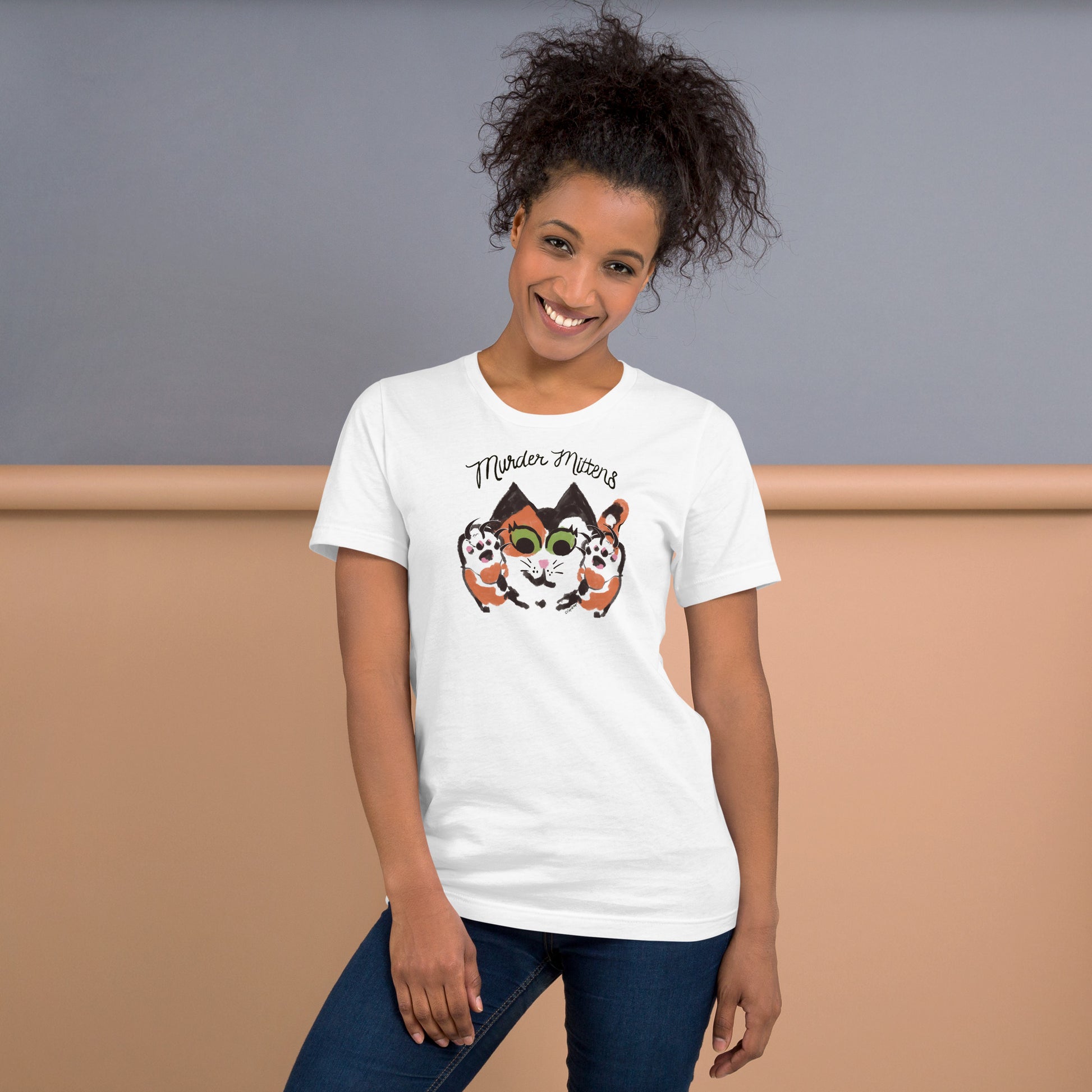 Spicy cat cartoon with murder mittens raised
