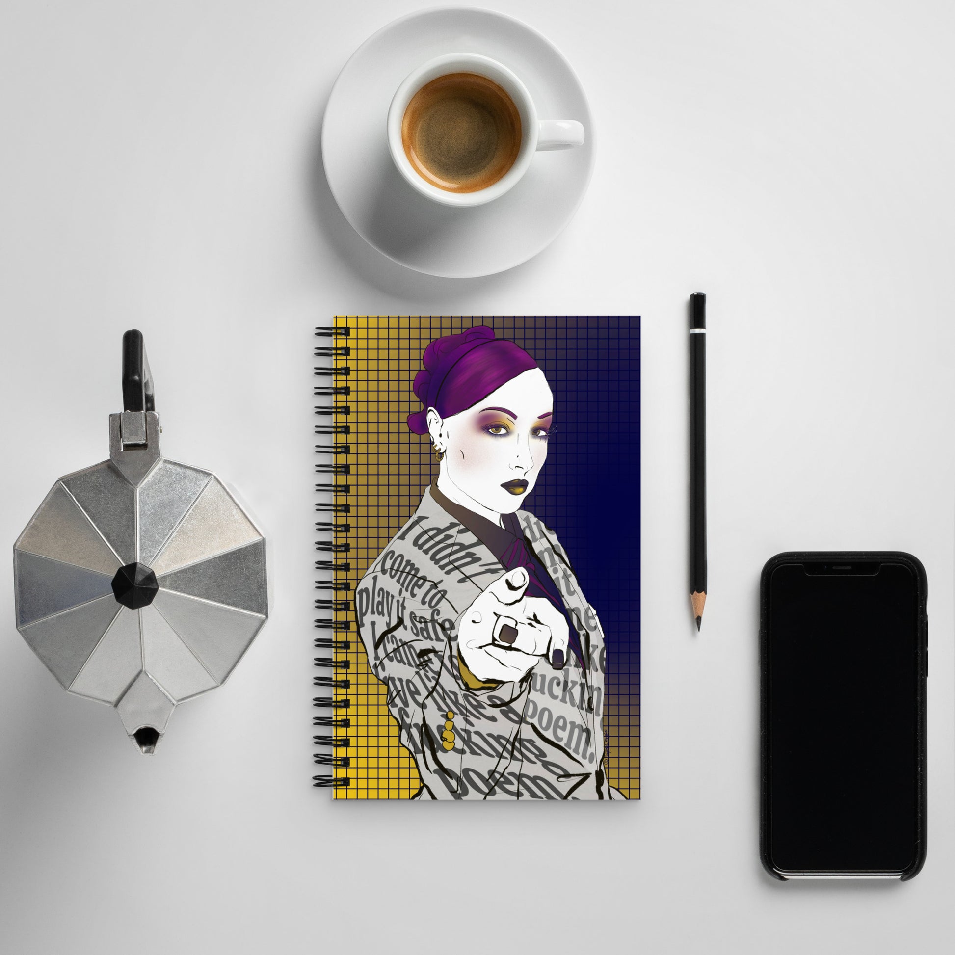 Purple‑haired Chappell Roan pop‑art journal