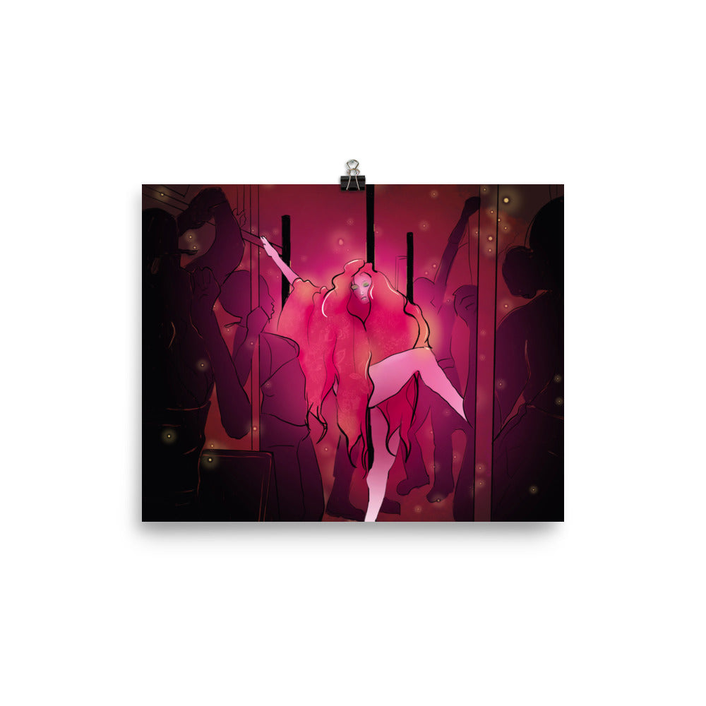 Pink glowing Chappell Roan pop‑art print
