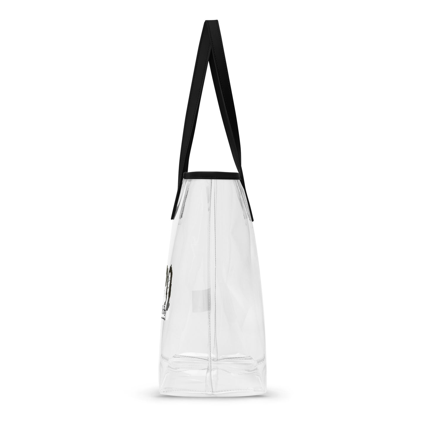 Transparent tote bag with bold black edging, decorated with illustrated portraits of four iconic sci‑fi women