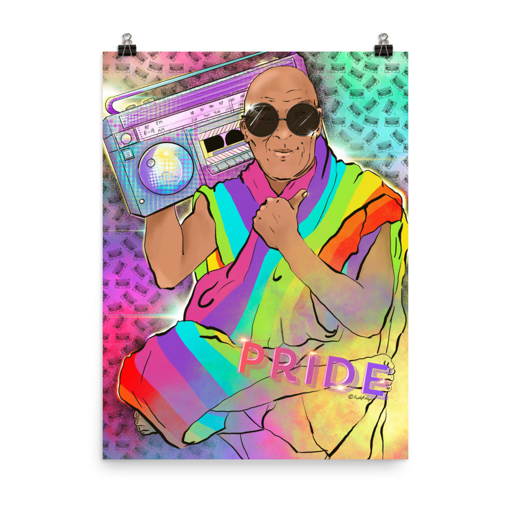 PRIDE rainbow illustration of Dalai Lama
