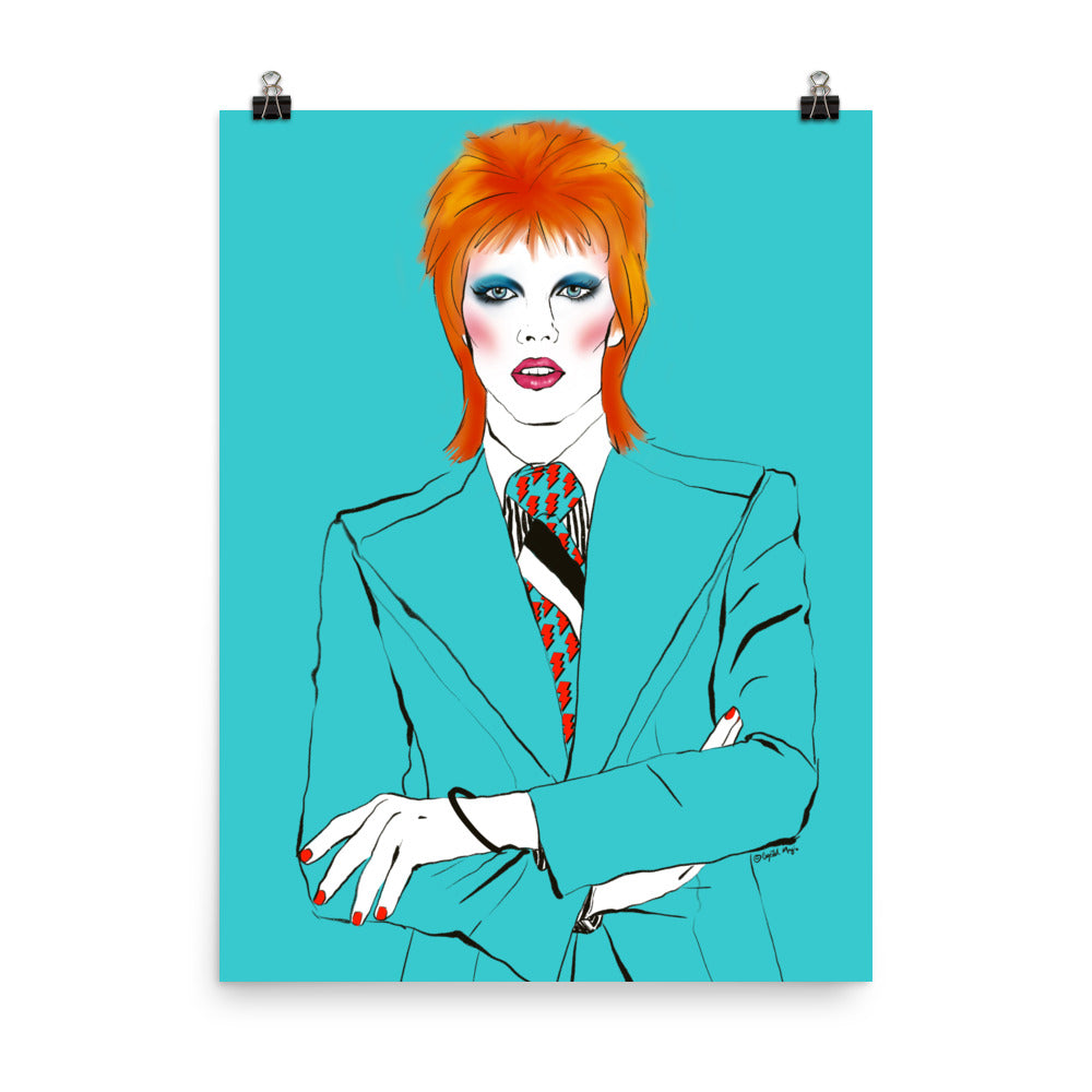 Bowie 1971 inspired glam rock illustration