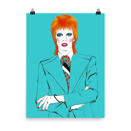 Bowie 1971 inspired glam rock illustration
