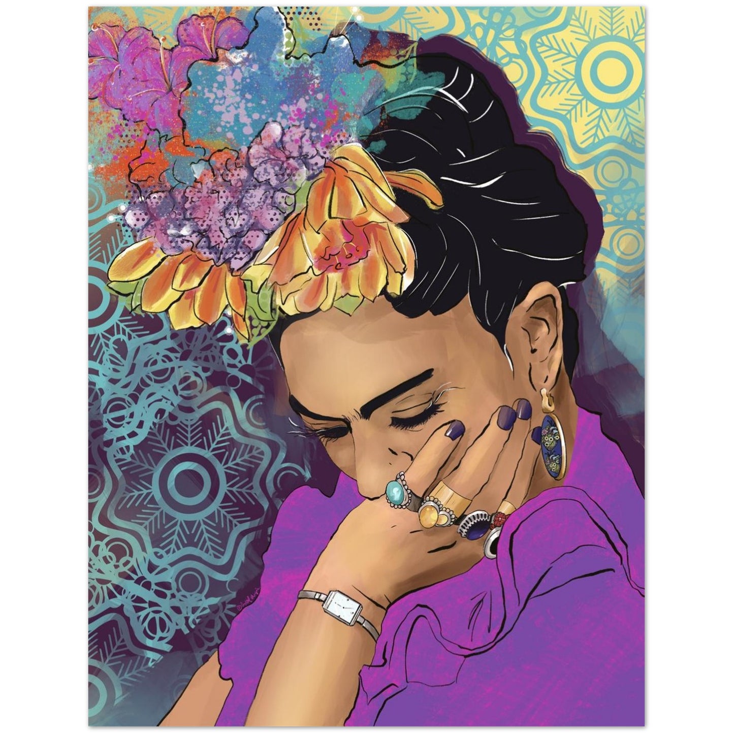 Frida’s Secret Smile pop‑art portrait card pack”