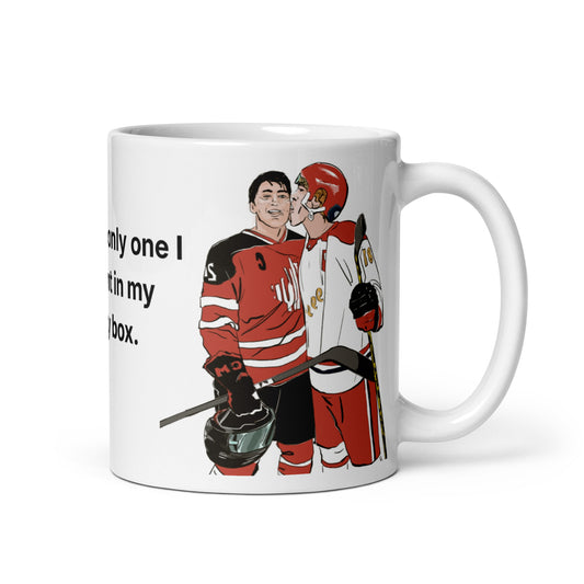Cute flirty Ilia licking Shane’s face illustration on mug