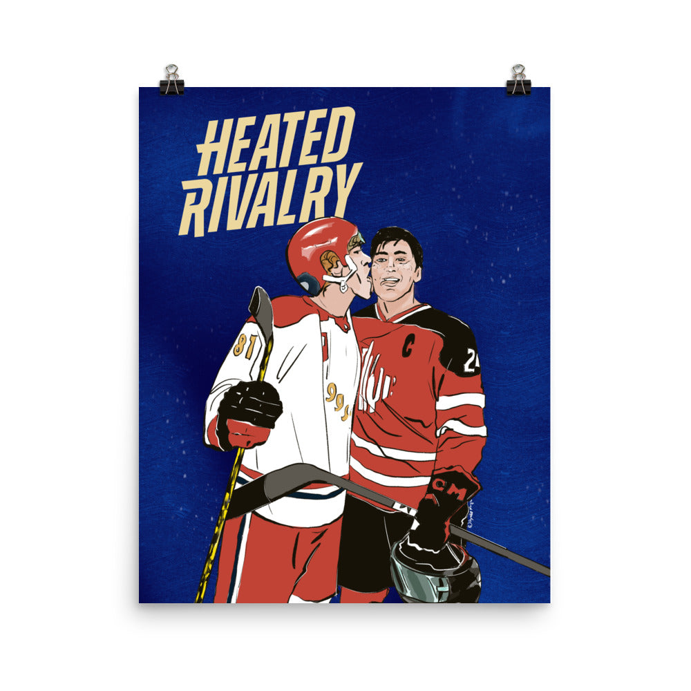 Hockey romance poster with Heated Rivalry logo