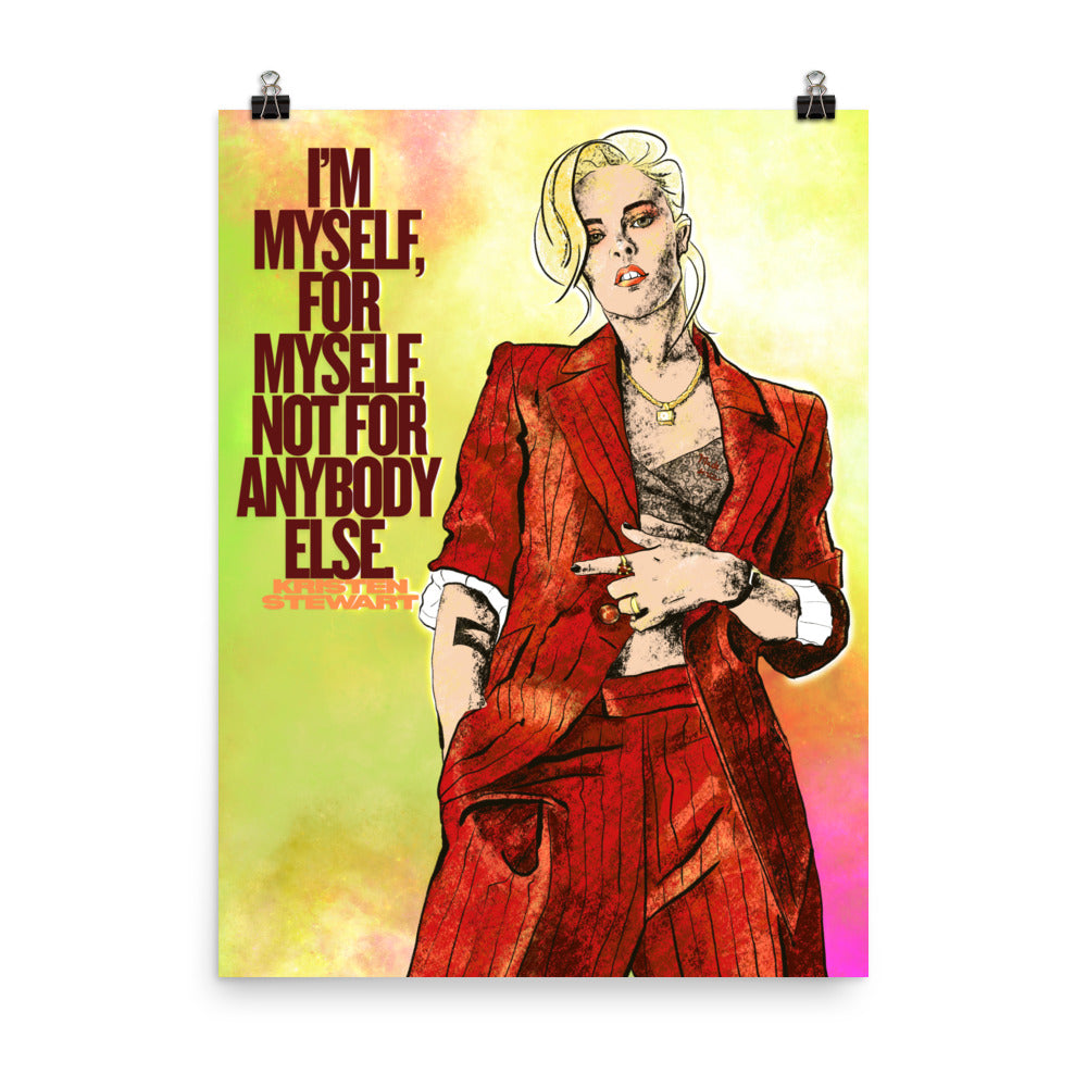 Bright green and pink queer portrait print
