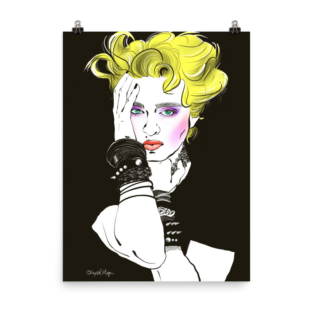 Studded leather cuffs and rubber bracelets Madonna art
