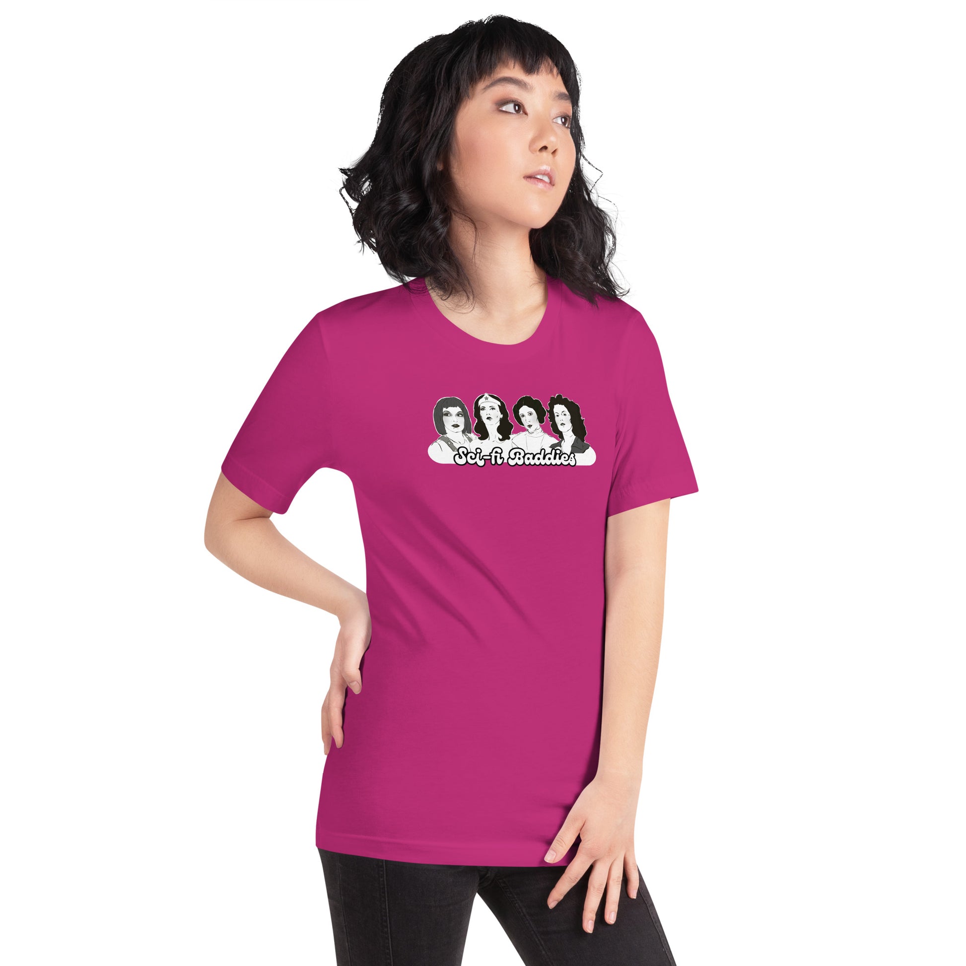Pop‑culture baddies graphic tee featuring iconic female characters