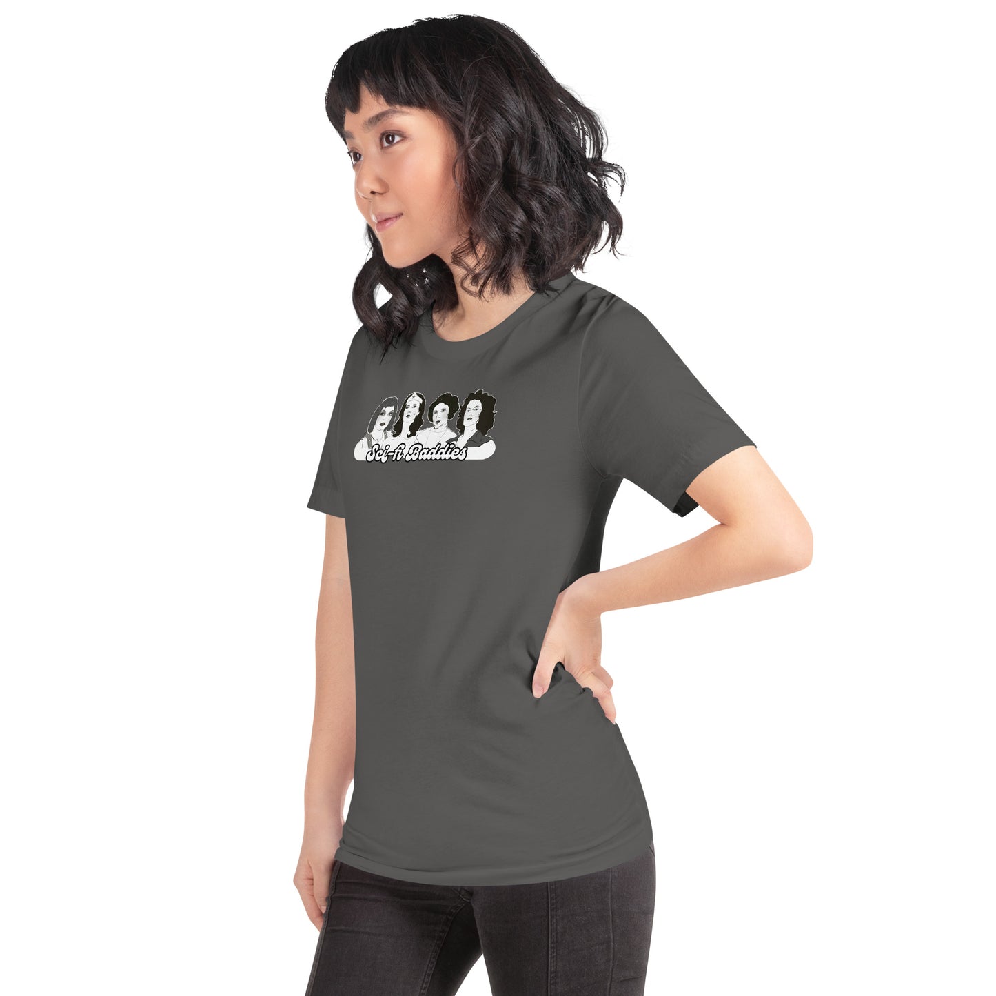 Pop‑culture baddies graphic tee featuring iconic female characters
