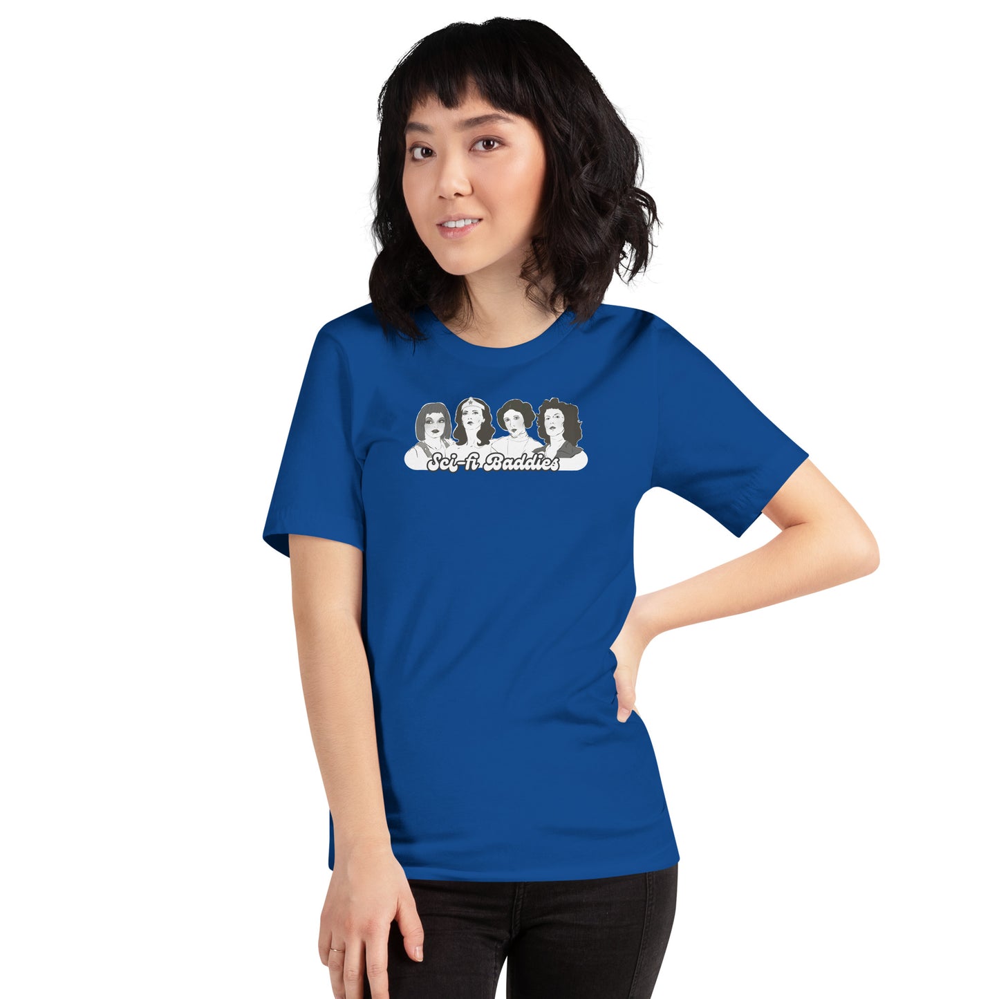 Pop‑culture baddies graphic tee featuring iconic female characters
