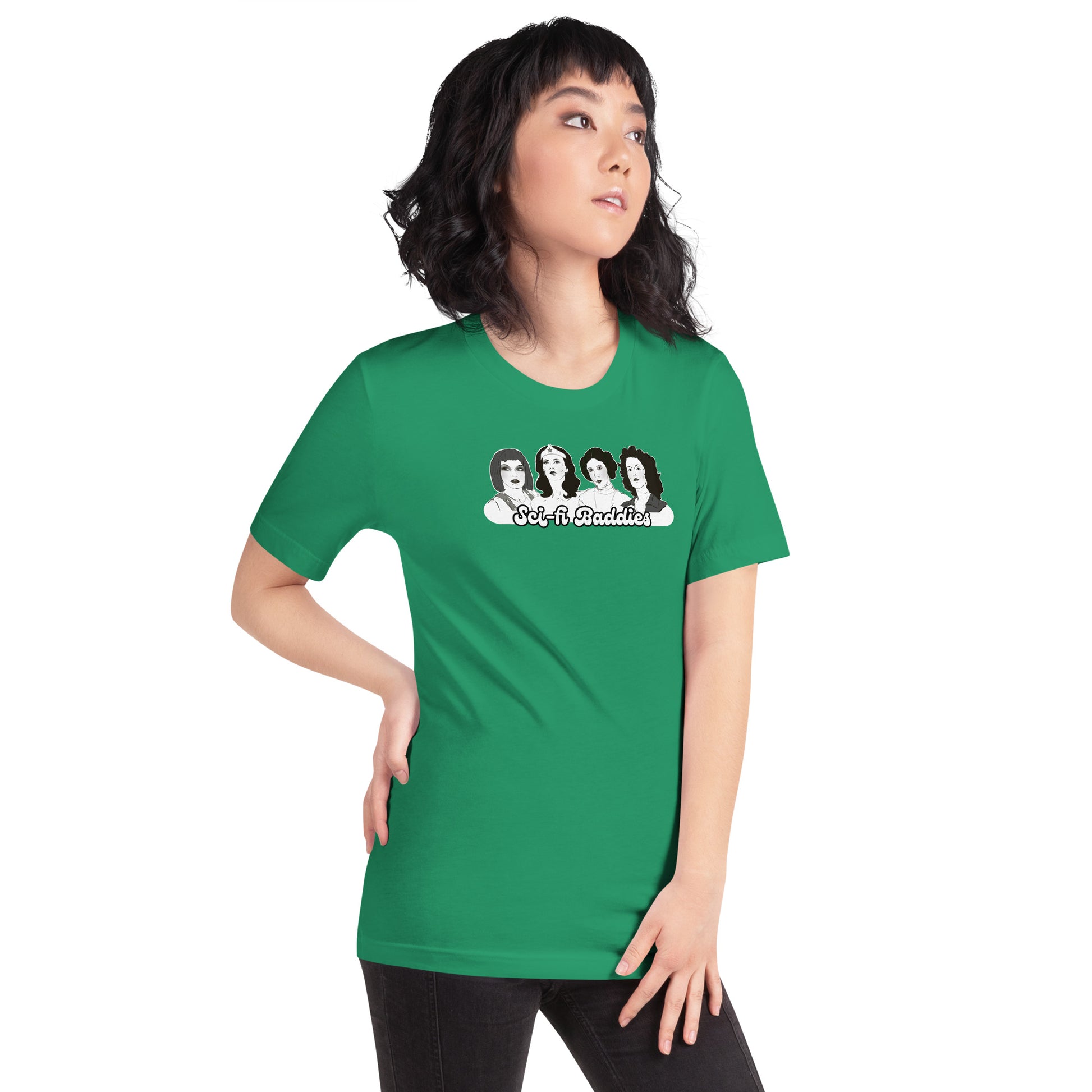 Pop‑culture baddies graphic tee featuring iconic female characters