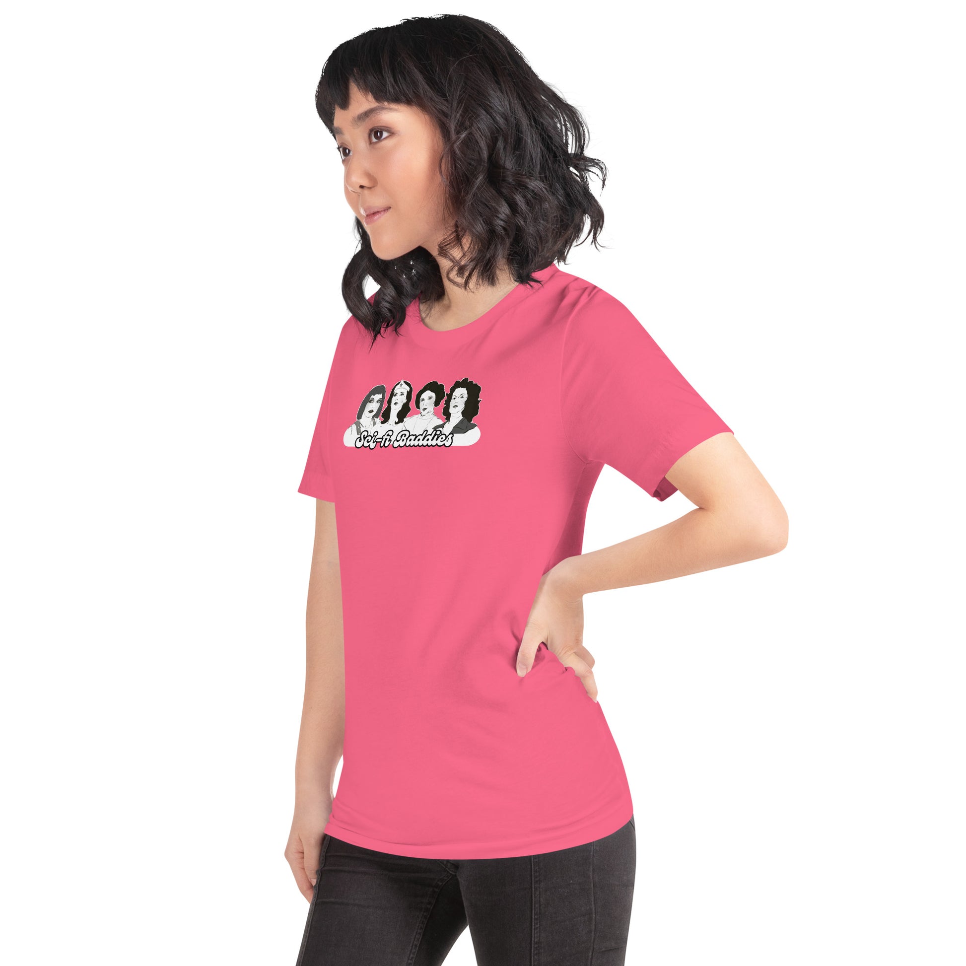 Pop‑culture baddies graphic tee featuring iconic female characters