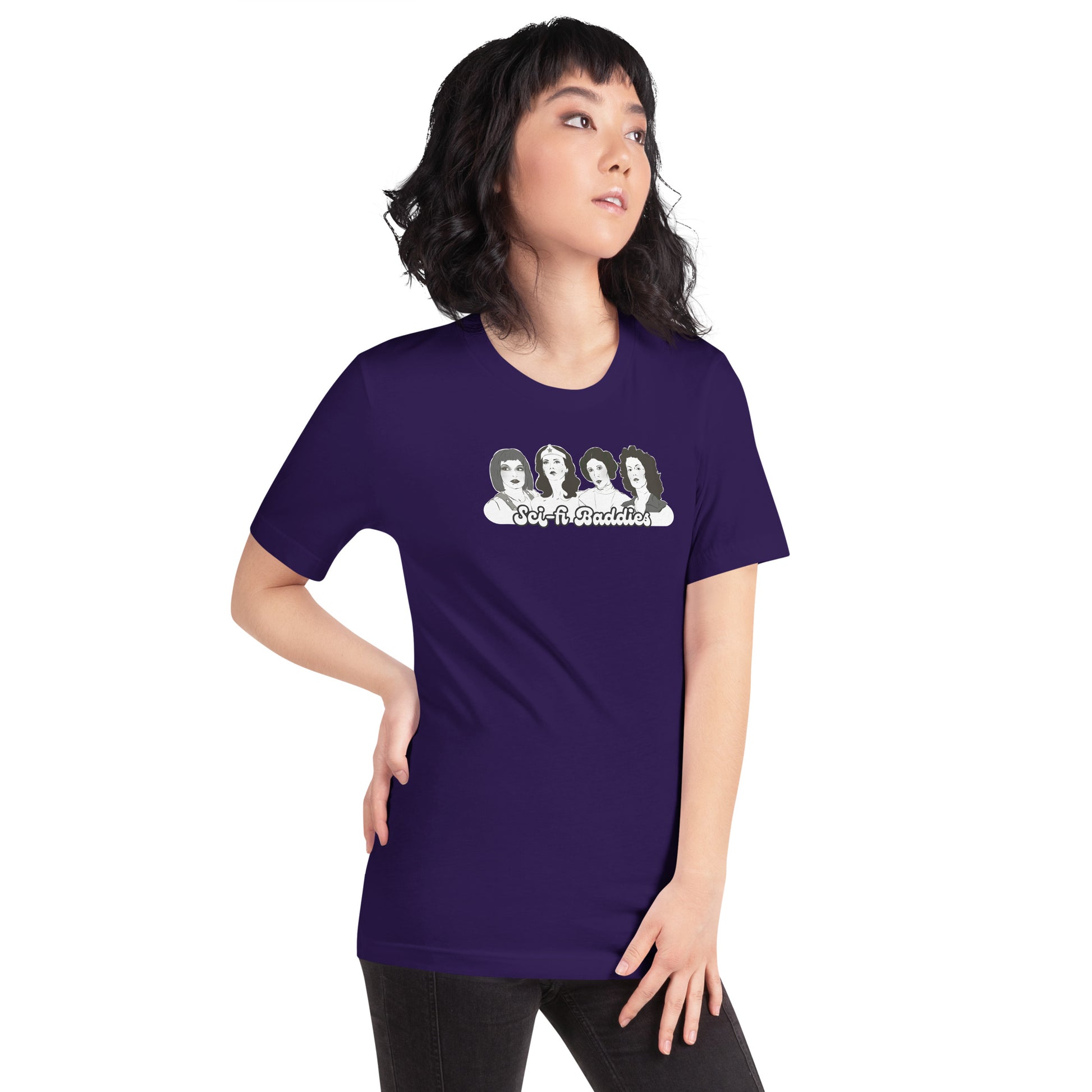 Pop‑culture baddies graphic tee featuring iconic female characters