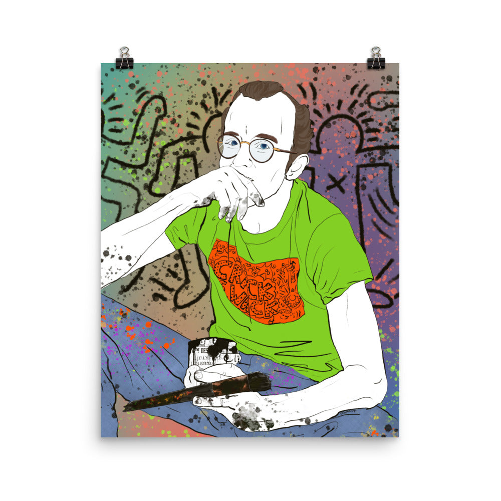 Neon graphic Haring‑style illustration