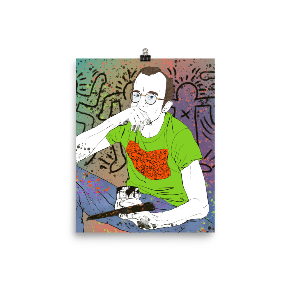Neon graphic Haring‑style illustration